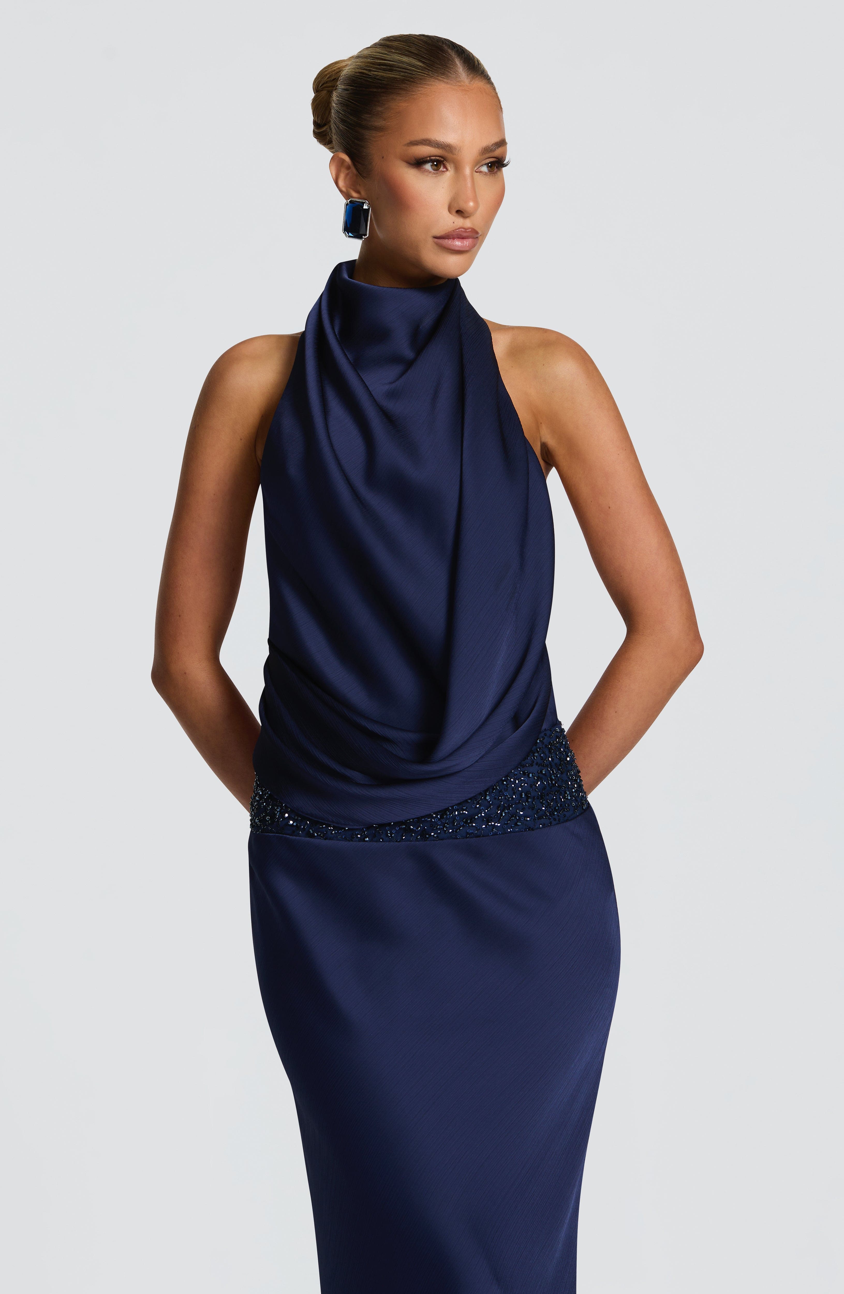 Sukienka maxi Armelle – granatowa