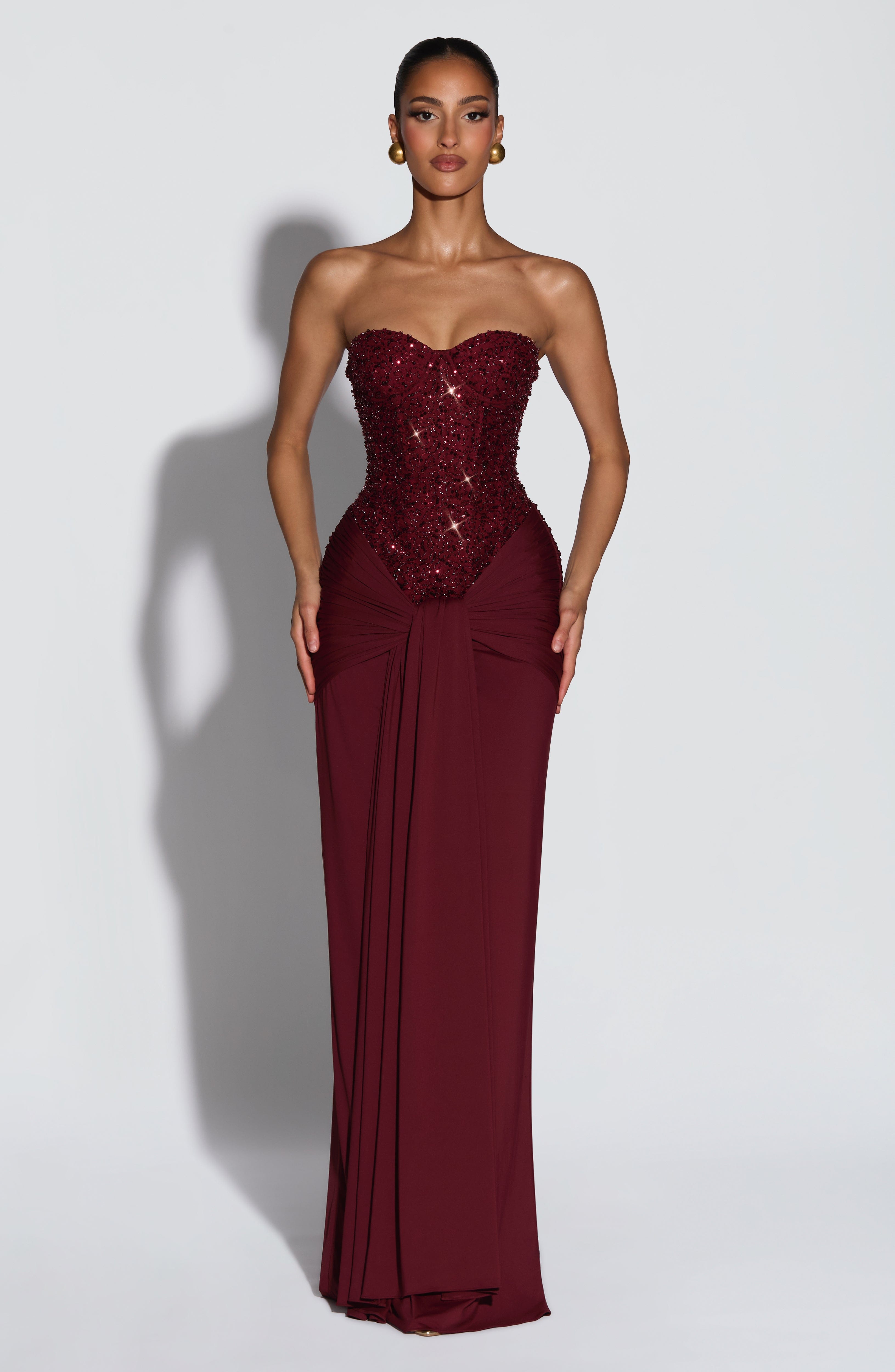 Sukienka maxi Carina – burgundowa