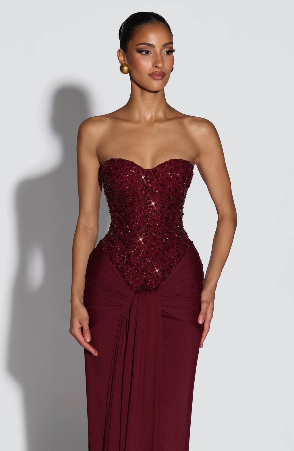 Sukienka maxi Carina – burgundowa
