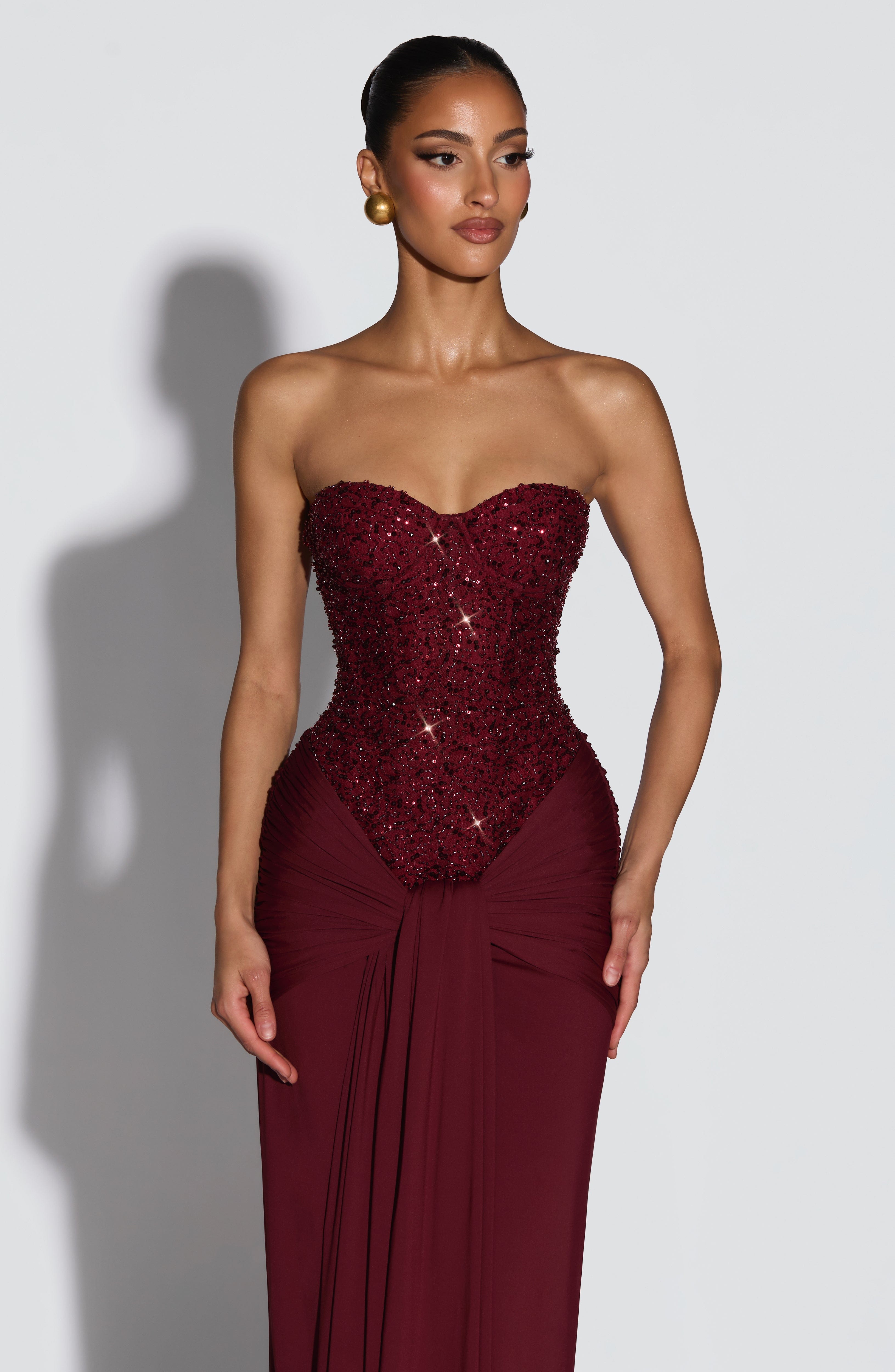 Sukienka maxi Carina – burgundowa