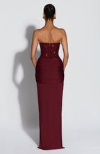 Sukienka maxi Carina – burgundowa