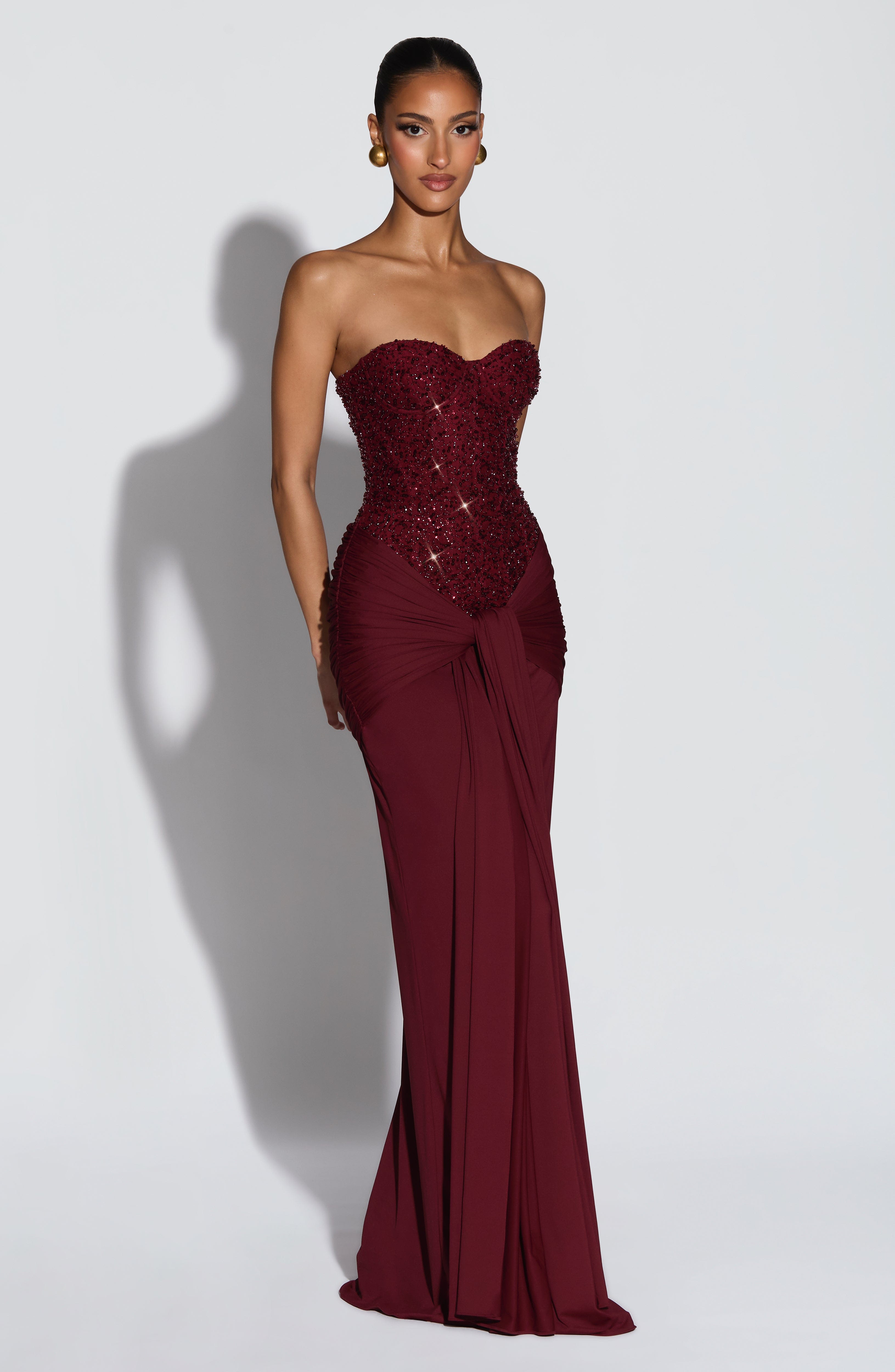 Sukienka maxi Carina – burgundowa