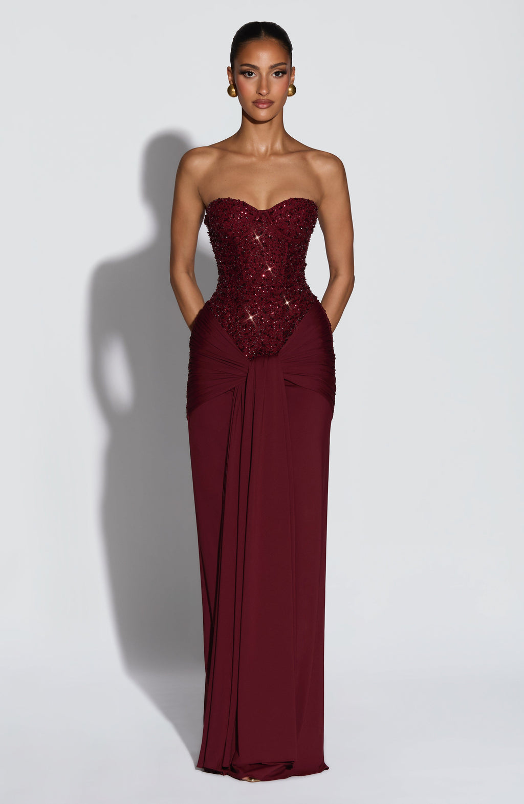 Sukienka maxi Carina – burgundowa