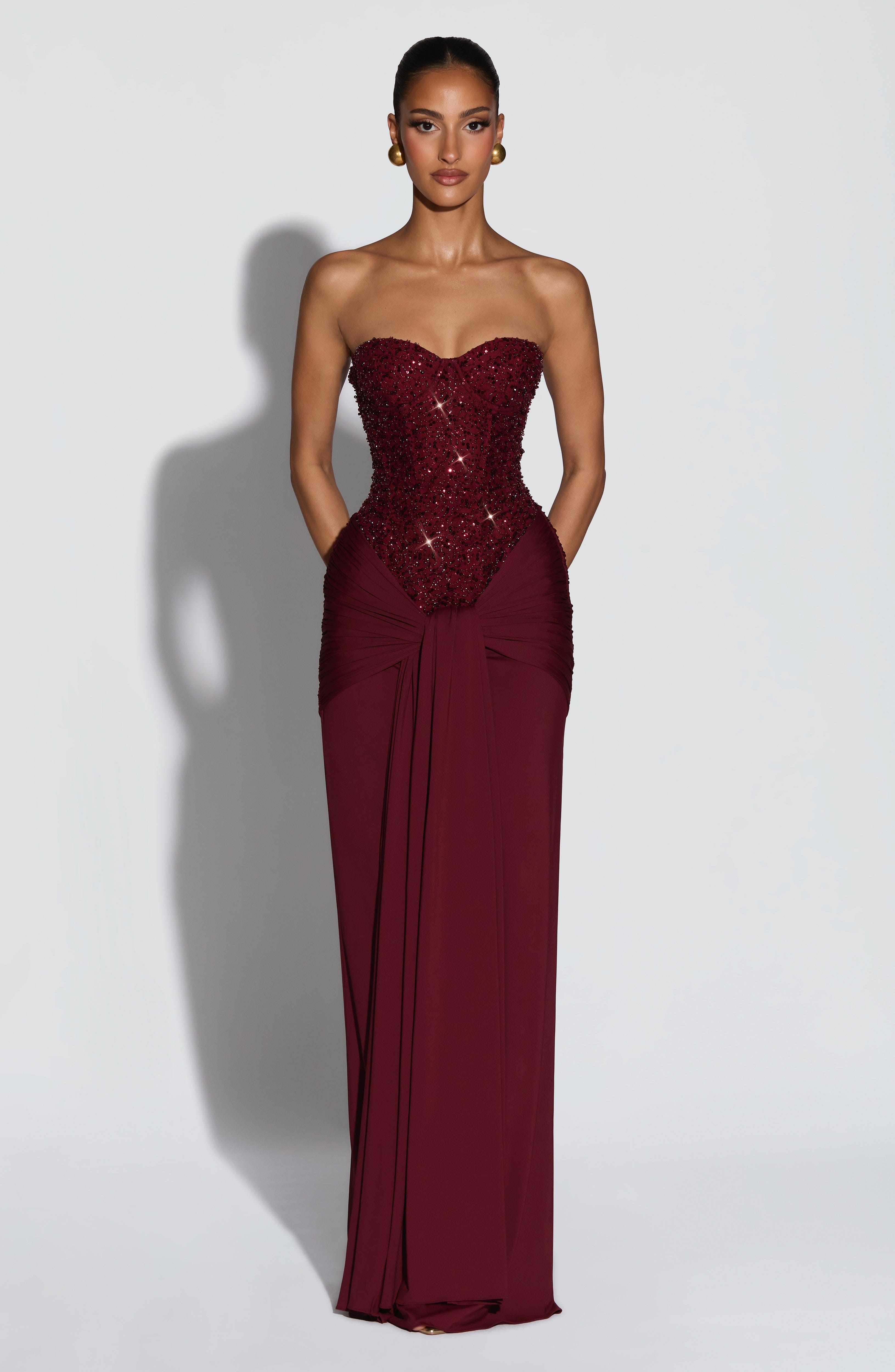 Sukienka maxi Carina – burgundowa