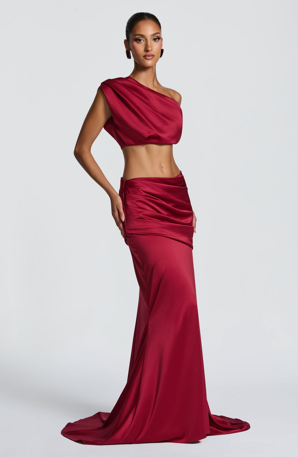 Spódnica maxi Claudette – burgundowa