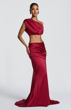 Spódnica maxi Claudette – burgundowa