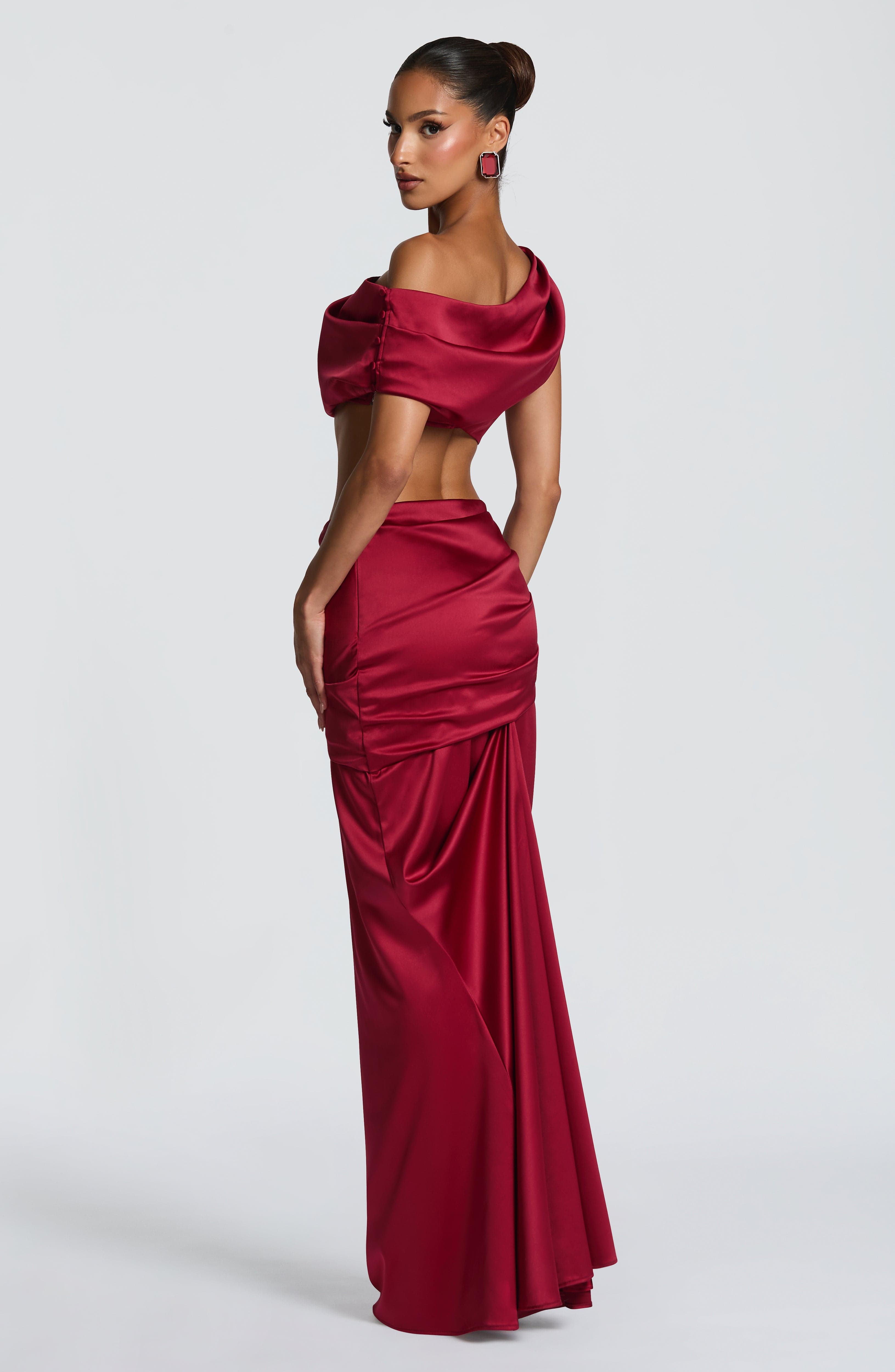 Spódnica maxi Claudette – burgundowa