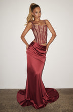 Spódnica maxi Claudette – burgundowa