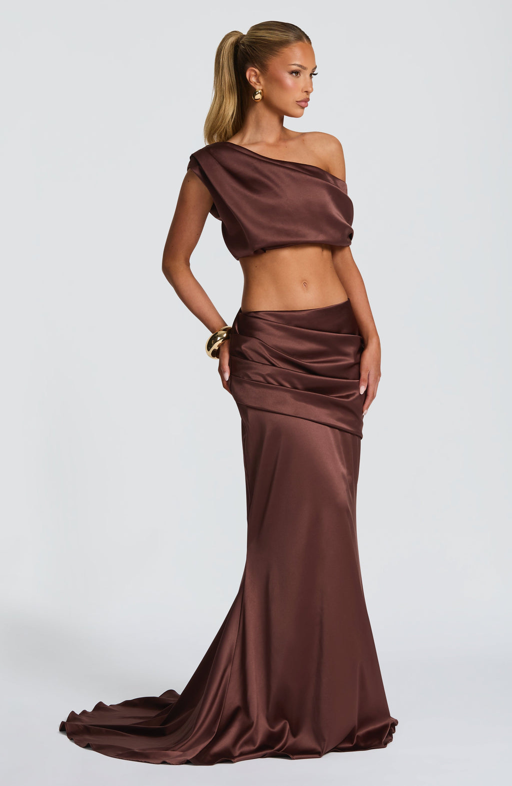 Spódnica maxi Claudette – śliwkowo-brązowa