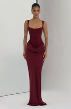 Sukienka maxi Cornelia – burgundowa