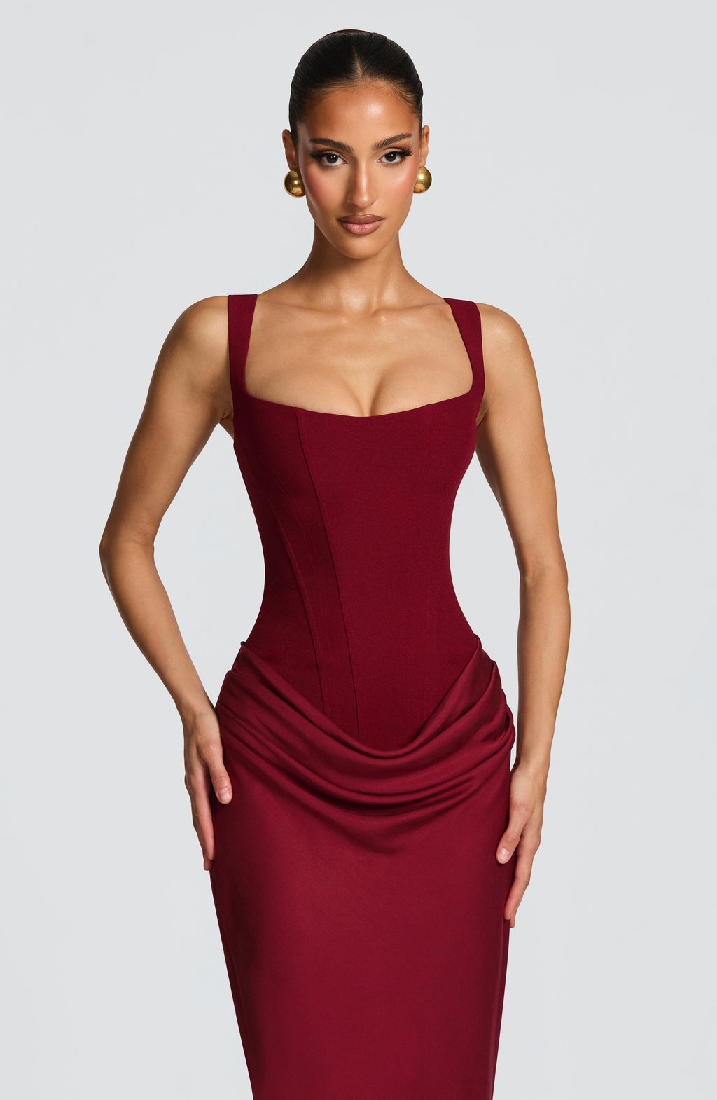 Sukienka maxi Cornelia – burgundowa