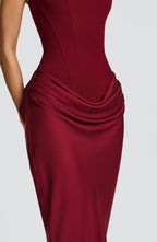 Sukienka maxi Cornelia – burgundowa