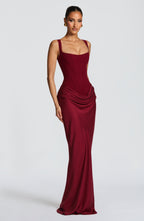 Sukienka maxi Cornelia – burgundowa