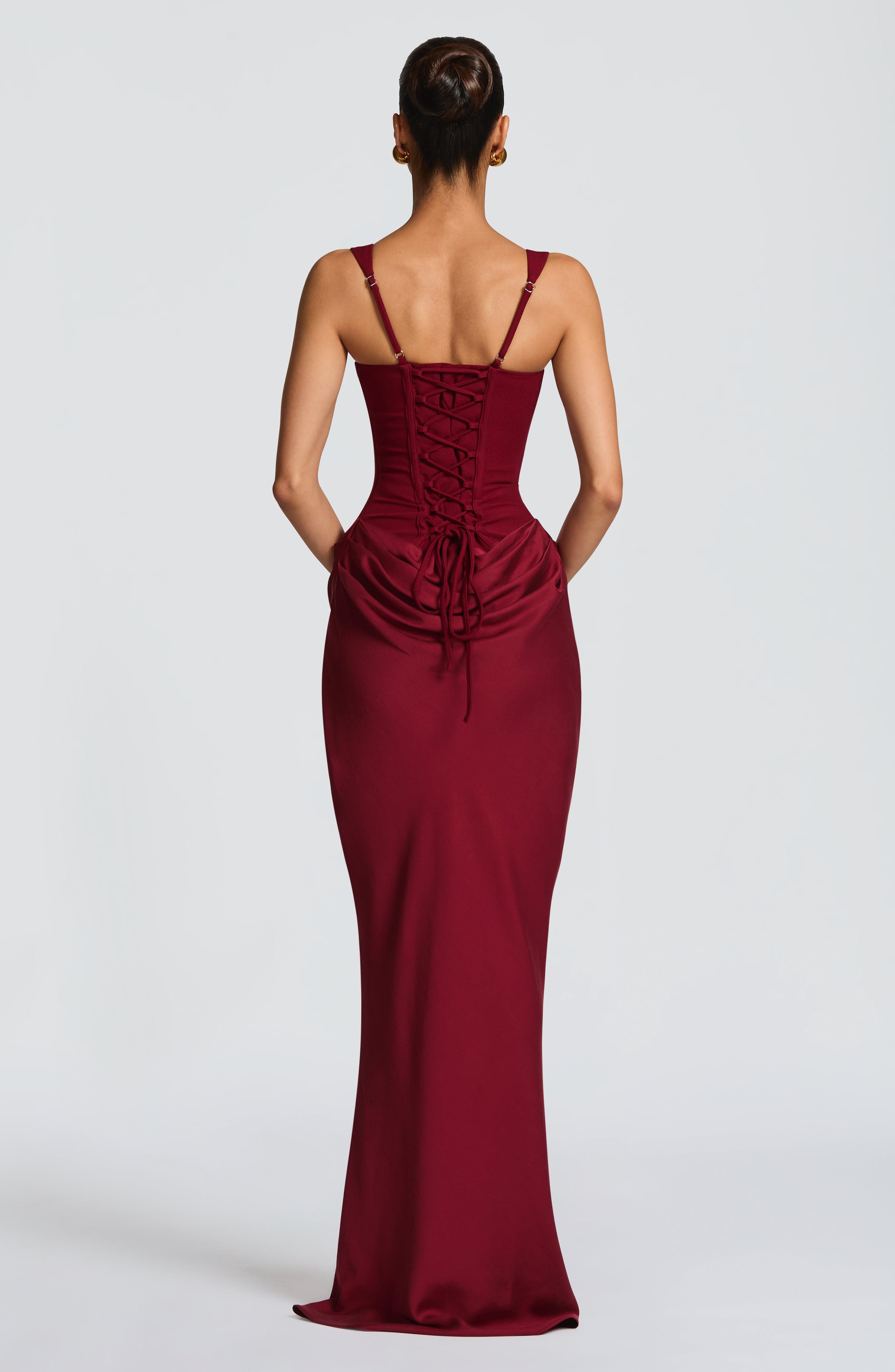 Sukienka maxi Cornelia – burgundowa