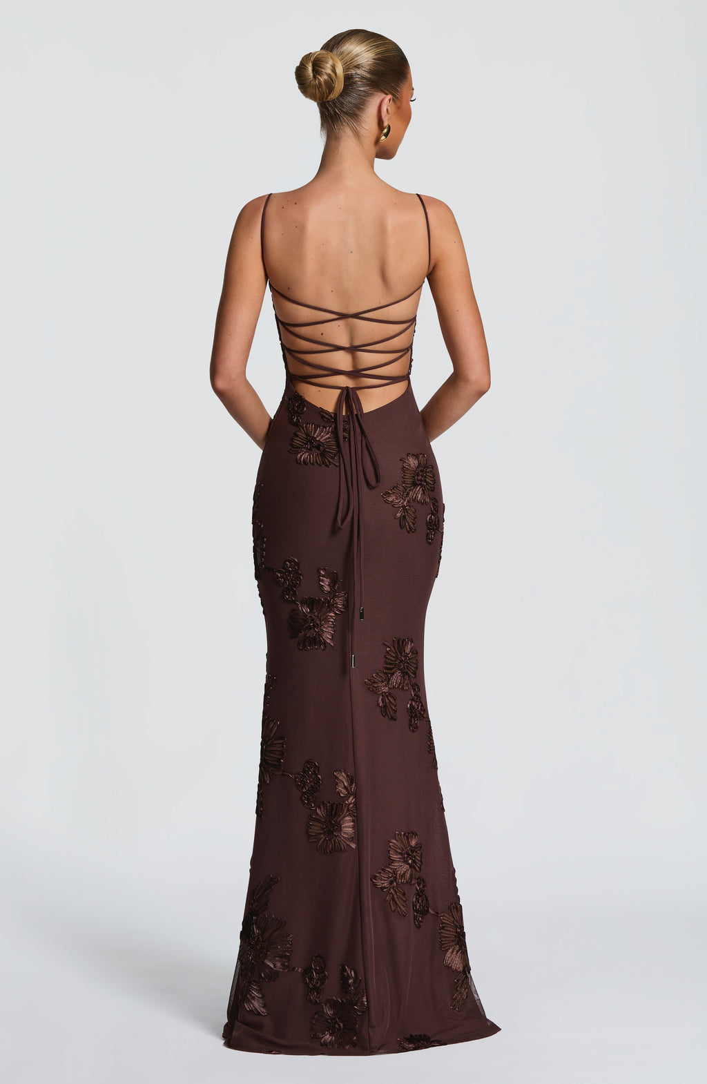 Sukienka maxi Nefertiti – śliwkowo-brązowa