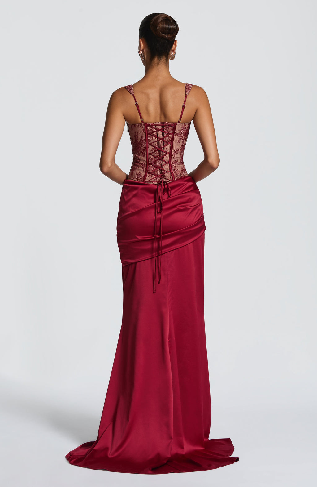 Gorset Nixie – burgundowa koronka