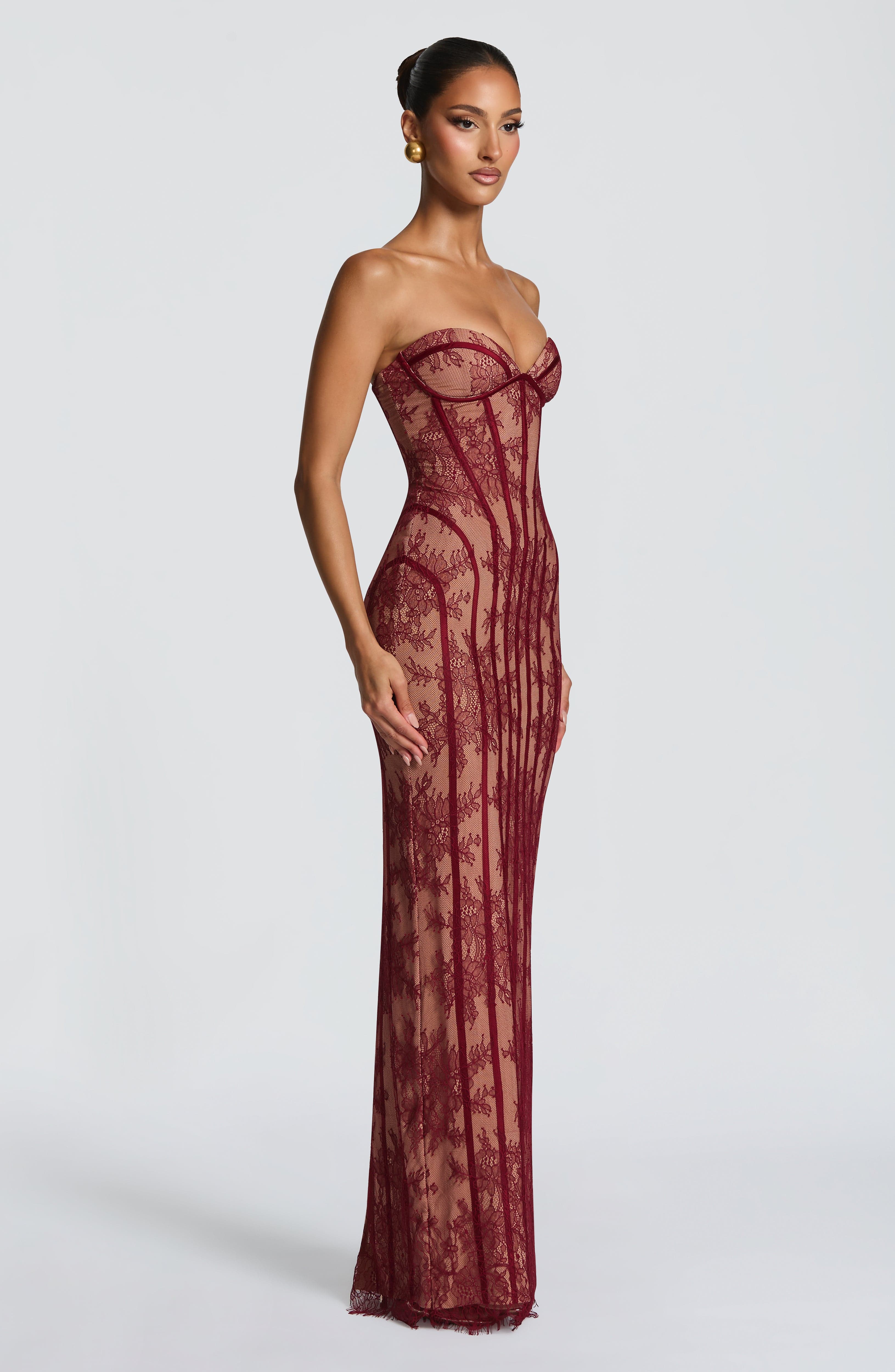 Sukienka maxi Sian – burgundowa