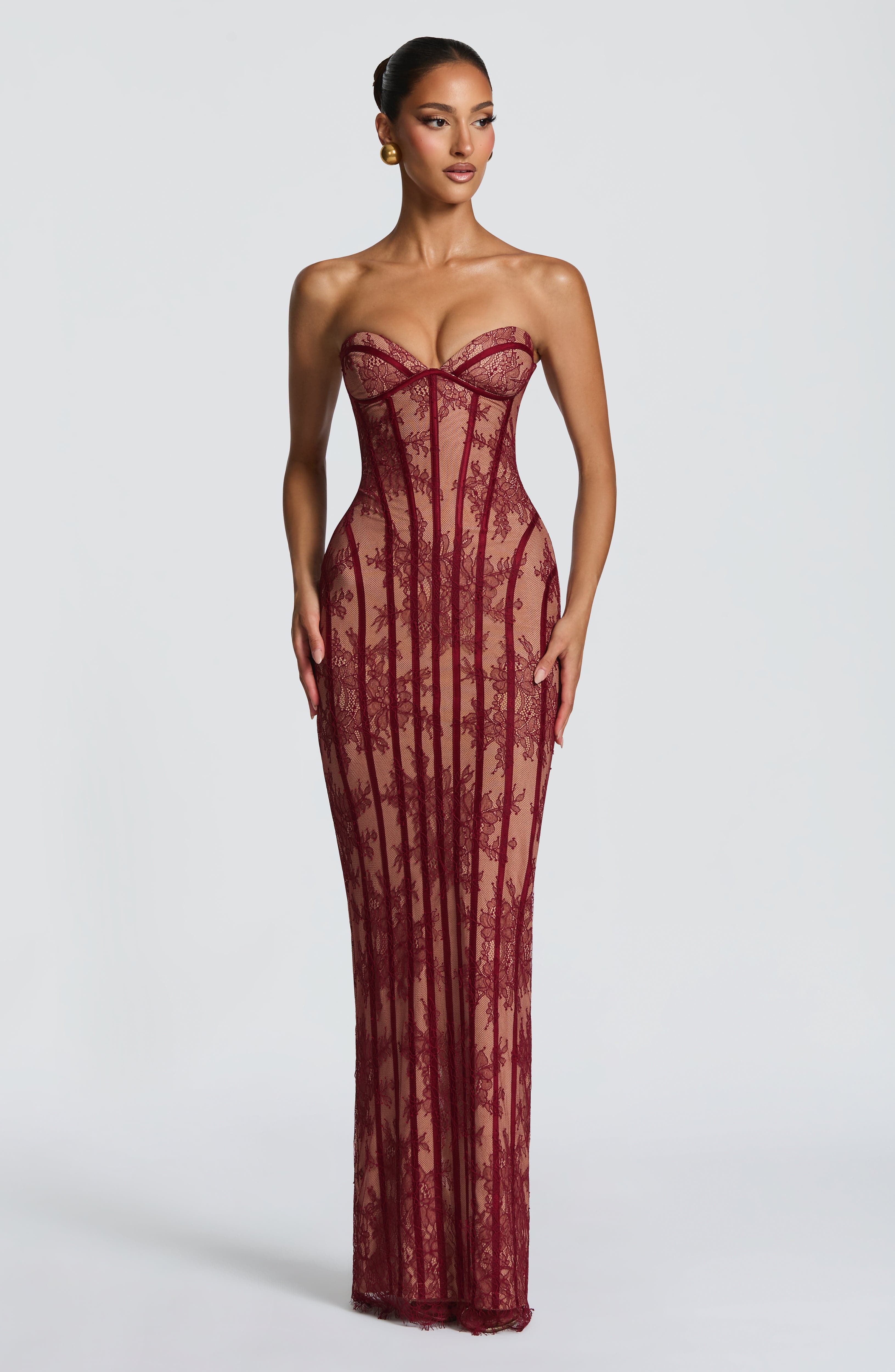 Sukienka maxi Sian – burgundowa