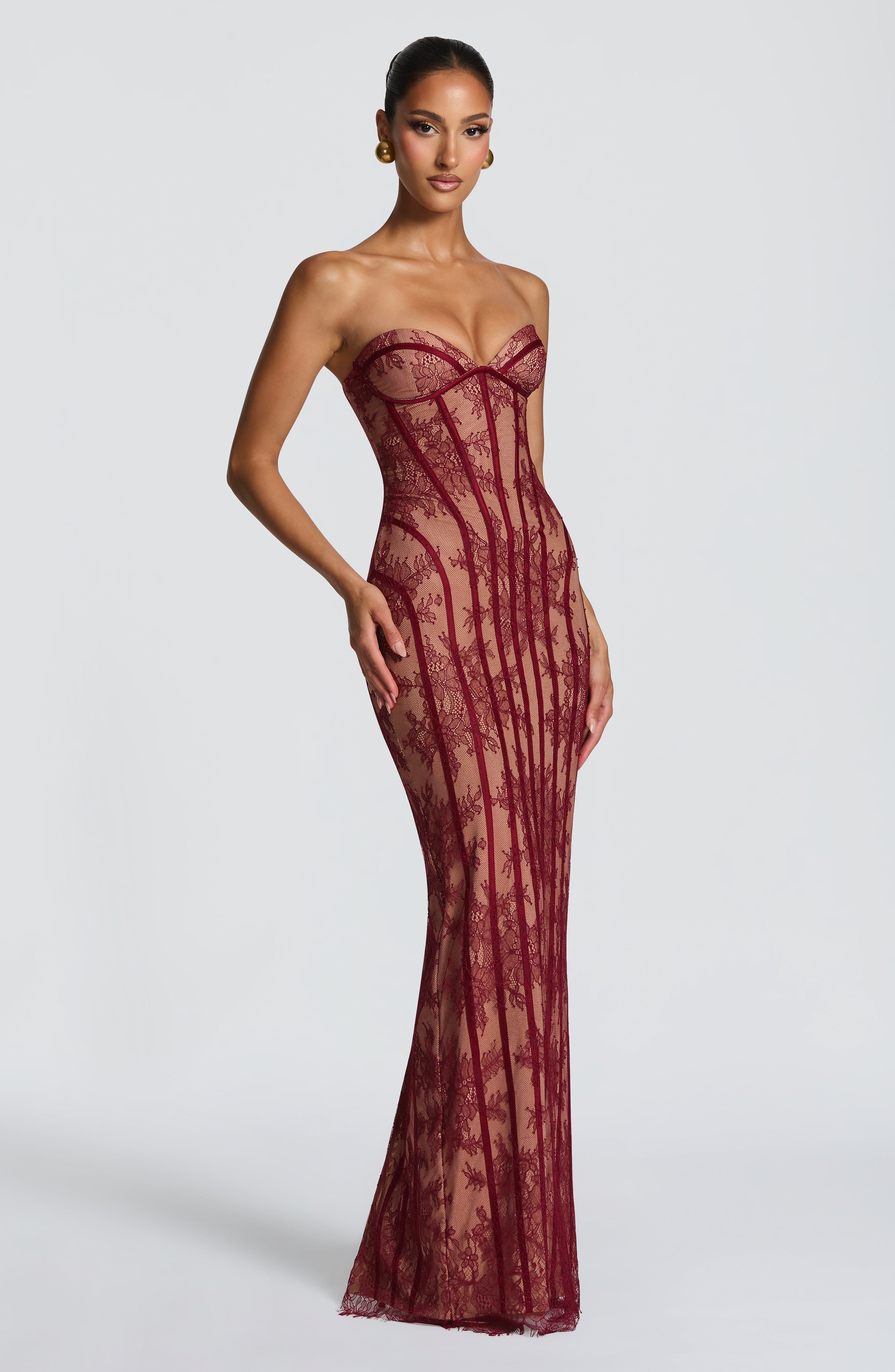 Sukienka maxi Sian – burgundowa