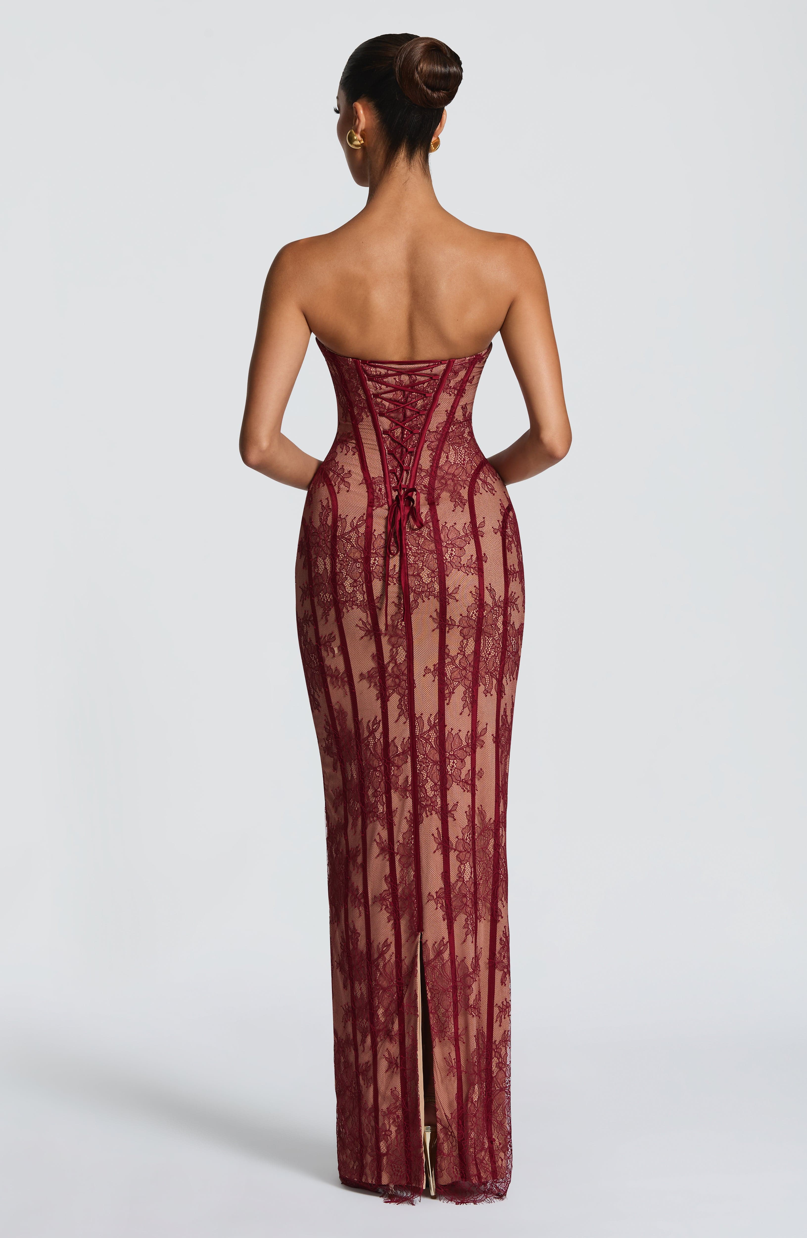 Sukienka maxi Sian – burgundowa