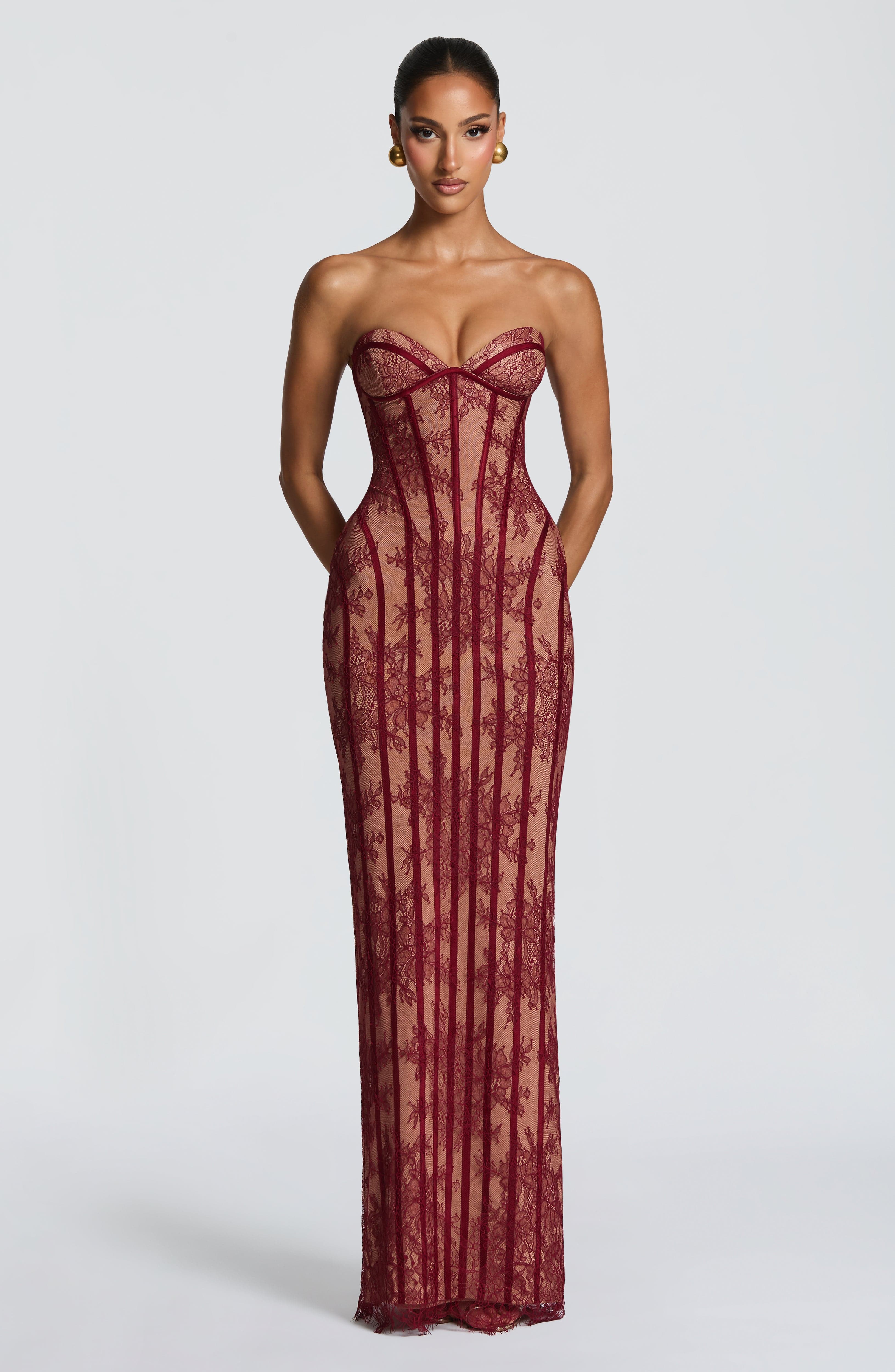 Sukienka maxi Sian – burgundowa