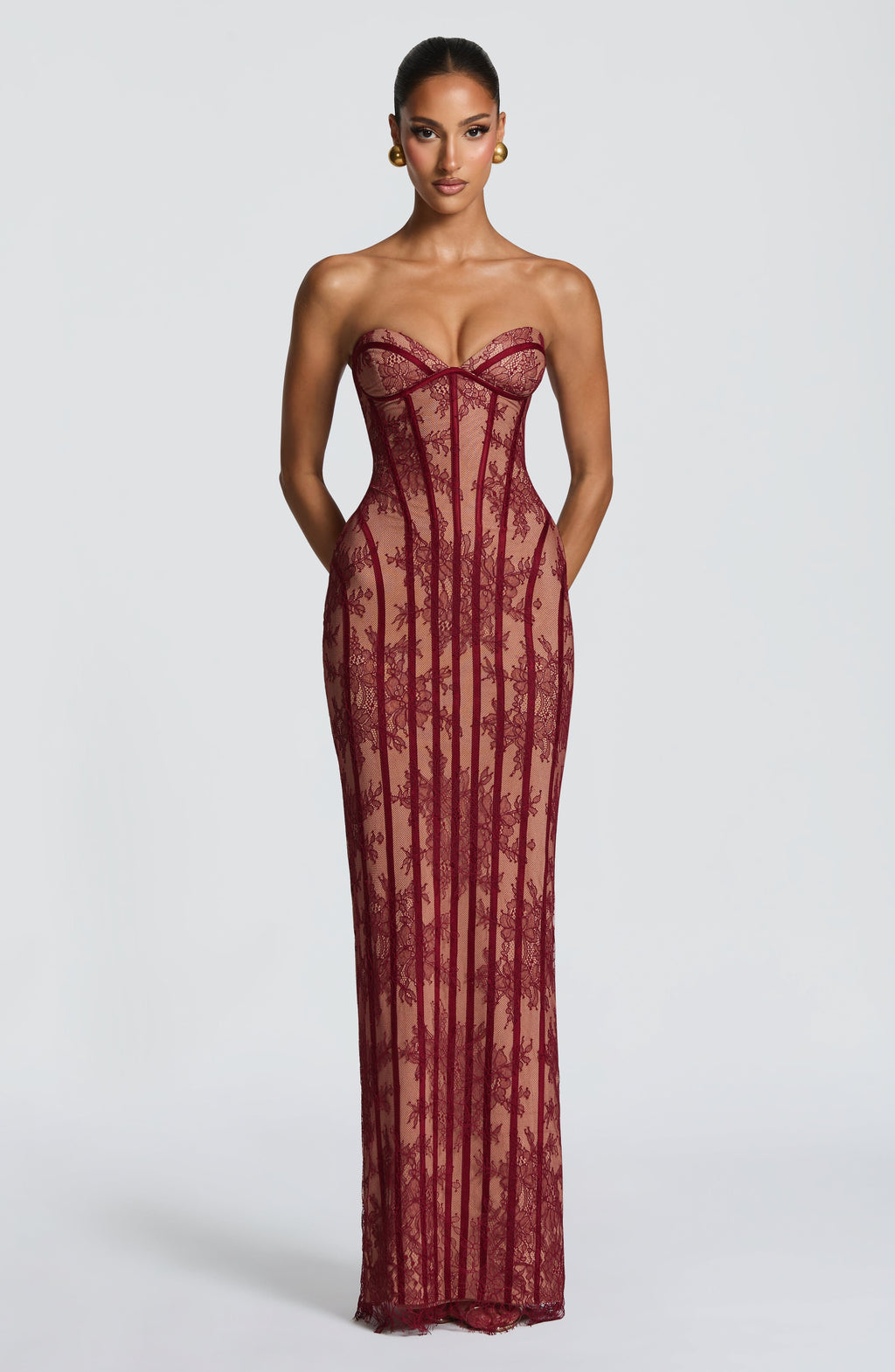 Sukienka maxi Sian – burgundowa