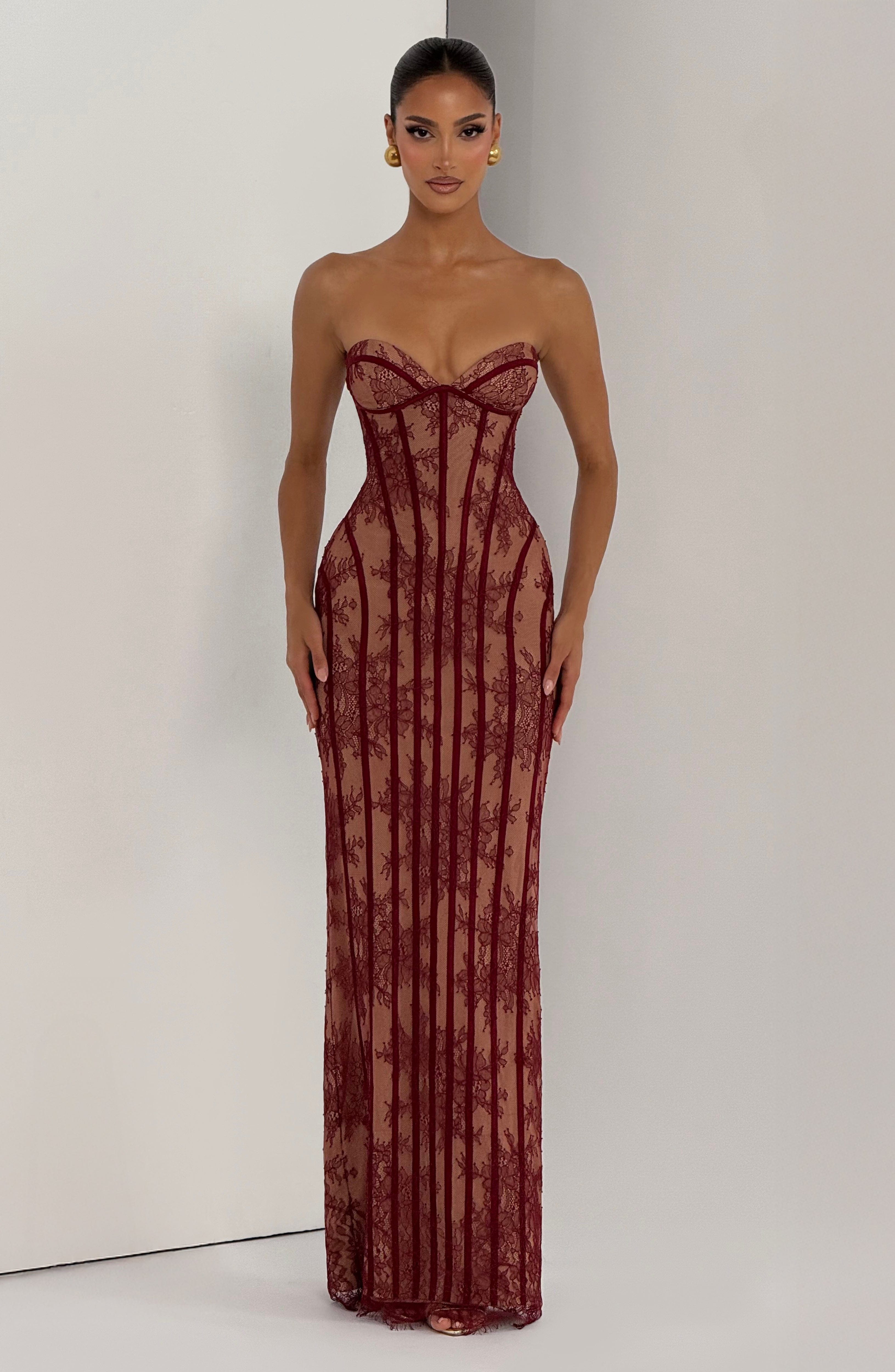 Sukienka maxi Sian – burgundowa
